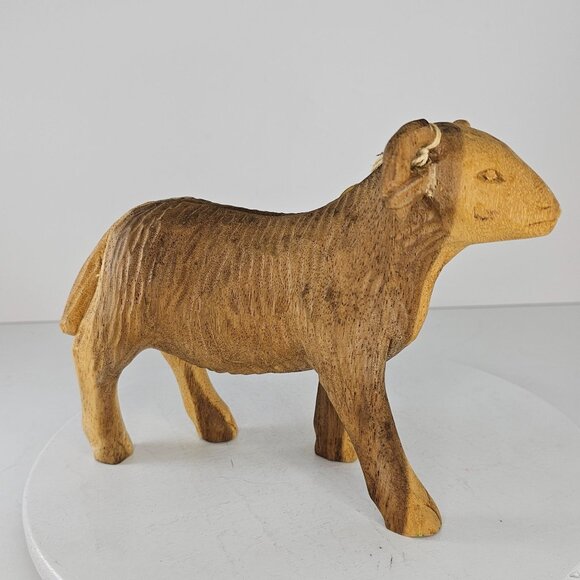 Hand-Carved Wooden Ram Goat Figurine With Dr. Livingstone I Presume Tag - Picture 7 of 8